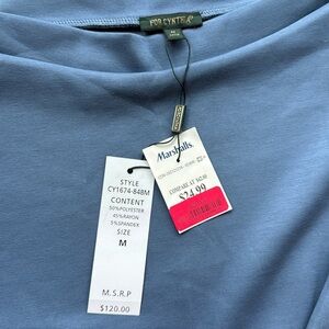 Blue cotton shift dress, 3/4 length sleeves!